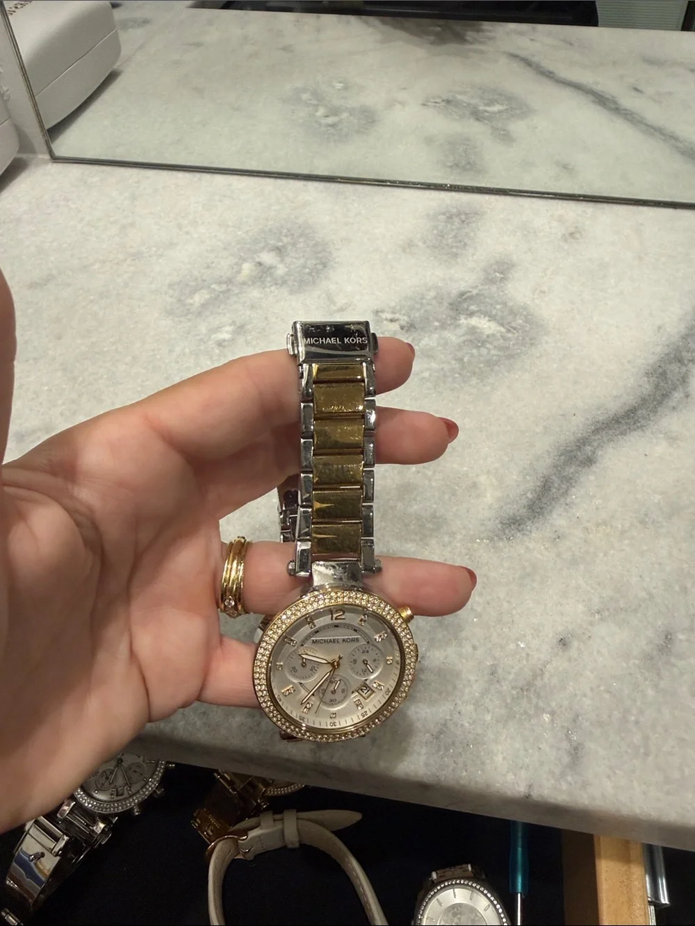 Michael Kors Two-Tone Gold and Silver Crystal Bezel Women's Watch